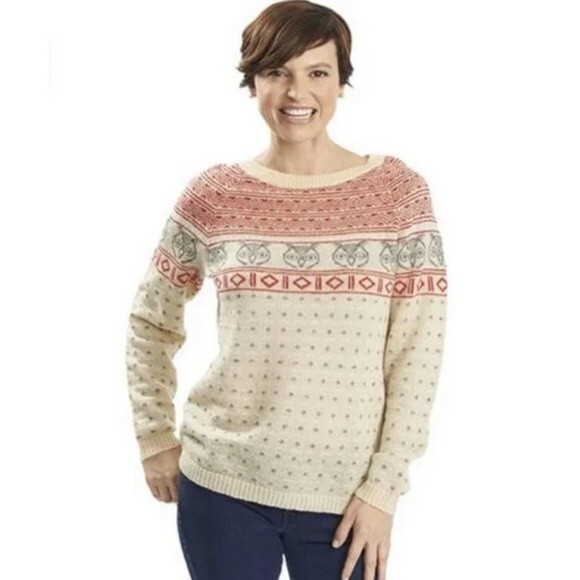 Woolrich Mohair Wool Blend Fair Isle Owl Crew Neck Sweater - Large - Picture 9 of 9